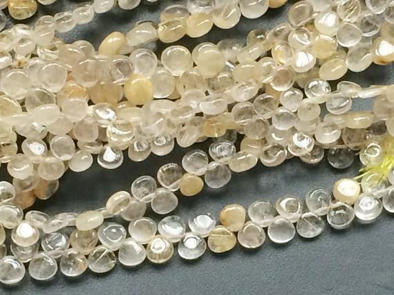 Collier en quartz rutilé or de qualité gemme avec perles cœur 5mm