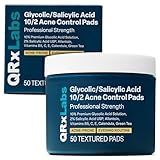 QRxLabs Salicylic & Glycolic Acid Acne Clearing Pads - 2% Salicylic & 10% Glycolic Acid - Exfoliating Pads for Acne, Bacne, Butt Acne, Body Acne - Daily Pads - 50ct