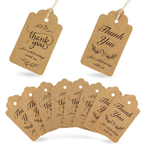 Sallyfashion 100 Pcs Thank You Tags,Kraft Paper Tags Gift Tags With Hanging Strings For Wedding Invitation Thanksgiving Day Labels #TOP6