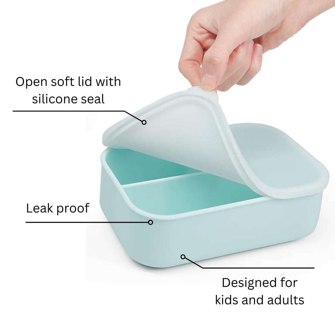 Cocina Vida Bento Box 2er Pack - 44oz/1400ml - Auslaufsichere Lunchbox mit 3 Fächern - BPA-frei - Lebensmittelechtes Silikon