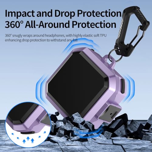 Image of Hybrid Lock Armor Case Cover for Samsung Galaxy Buds 4 and 4 Pro, Rugged, Shockproof with Heavy Duty Carabiner (Purple, Armor with Lock)
