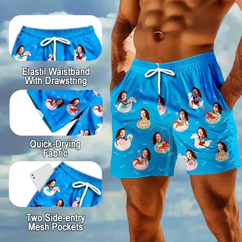 Custom Face Swim Trunks for Men Personalized Tropical Quick Dry Funny Photo Beach Swimming Shorts3