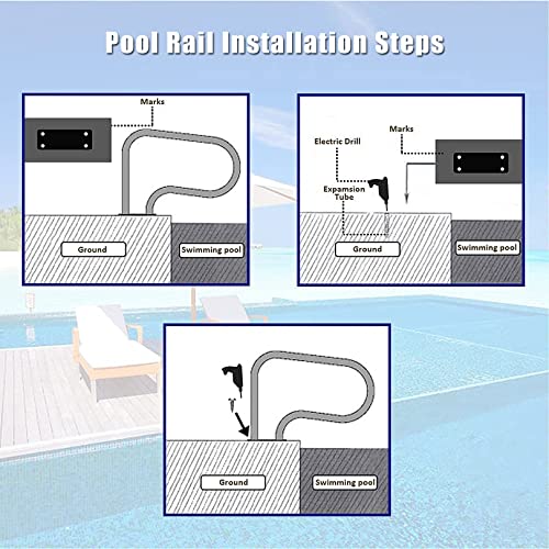 Main courante de piscine à fixation rapide pour escalier de bassin