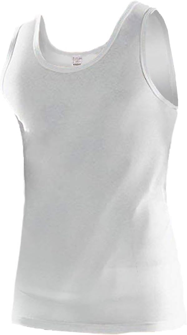 6 Tank Top Tank Top Men Wide Shoulder CAGI Art 1106 White 100% Cotton 4 5 6 7 8 (4)