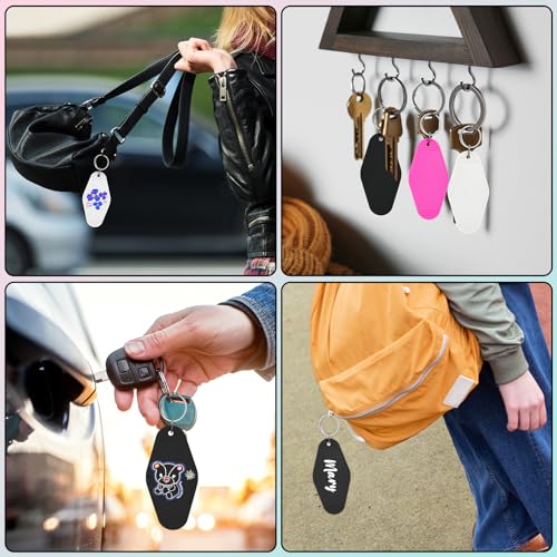 Image of LOTMER 20 /30 /40 /80 PCS Hotel Keychain Blank with Key Rings, 60 Colors Motel Key Chains for DIY Keychains