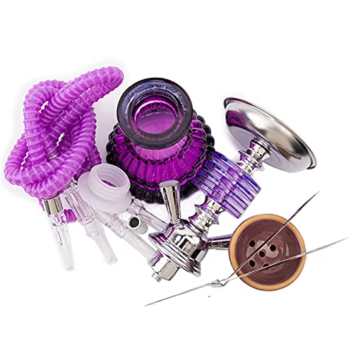 YANGH Tragbare Wasserpfeife Set, inklusive Zubehör 2 Schläuche, Komplettset Glasvase Basis, Wasserpfeife Keramikschale – Bild 3