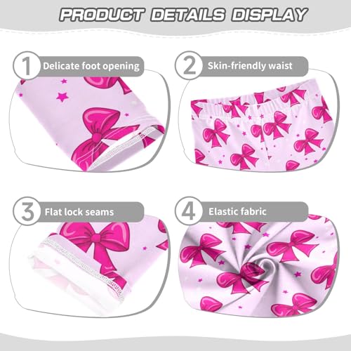 Girls Leggings Size 4T Cartoon Bow Star Pink Soft Stretchy Pants Breathable Girl Clothes for Gymnastics Dance3