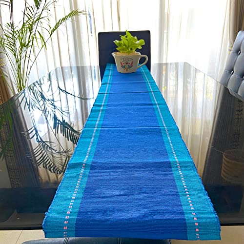 Image of RANGBHAR Cotton Table Runner For 6 Seater Dining Table, Heat Resistant Striped Table Runners For Living /Dining Room , 12 X 72 Inches , Navy Blue, Large