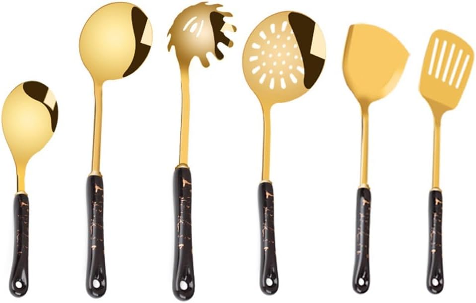 Kitchenware Set Ceramic Handle Stainless Steel Spatula Cooking Spoon Soup Ladle Kitchen Utensils