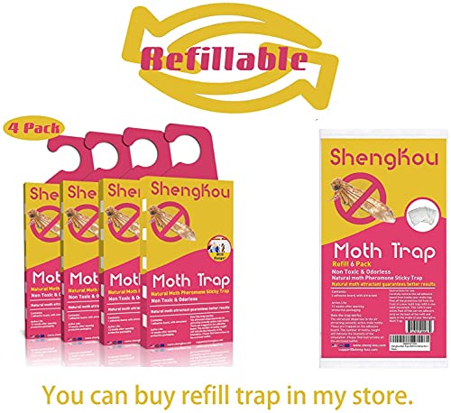 Shengkou - Effective And Refillable Dual Moth Pheromone Traps, Ultimate Solution To Clothes & Pantry Moth Control -4 Pack #TOP5