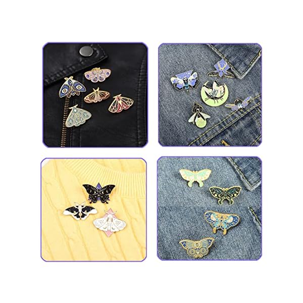KOCNYDEY 18 Pieces Butterfly Enamel Pins Set Cool Horror Cute Enamel Lapel Pins Butterfly Brooches Pins Assorted Badges Pins Anime Pins Insect for Backpacks Steampunk Jewelry Hats Clothes for Women - Image 3