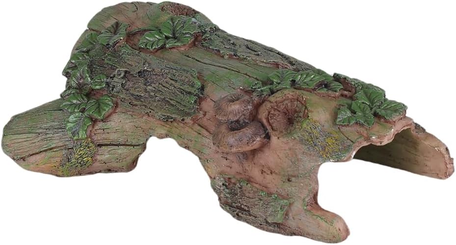 Reptile Log Resin Hollow Tree Trunk Ornament - Hideout Caves, Great for Lizards,Snakes,Turtles,Geckos,Scorpions,Frogs