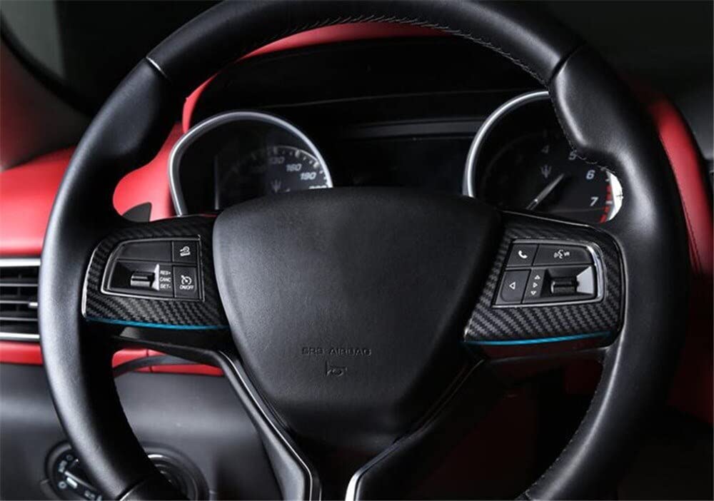 Pokrowiec na kierownicę wykończenia naklejka dekoracyjna kompatybilna z Maserati Levante 2016-2019, kompatybilna z Ghibli 2014-2019, akcesoria do wnętrza samochodu z włókna węglowego