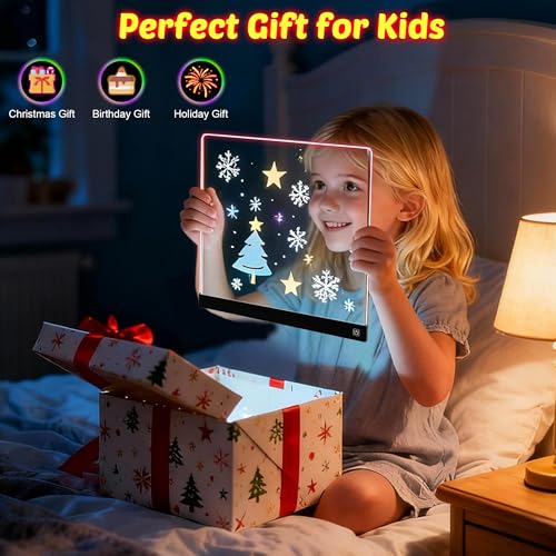 image for MOKOQI 16-Inch LED Drawing Board for Kids | Light Up Doodle Board Glow