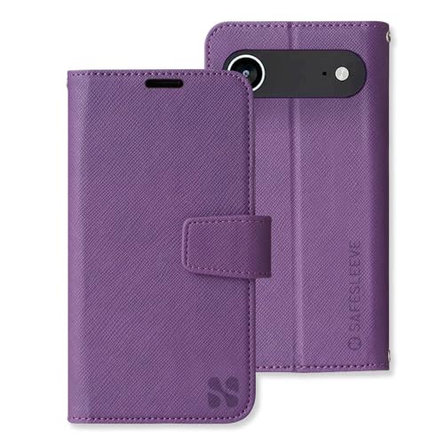 SafeSleeve EMF Blocker Leather Wallet Case for iPhone 17 Air, Purple