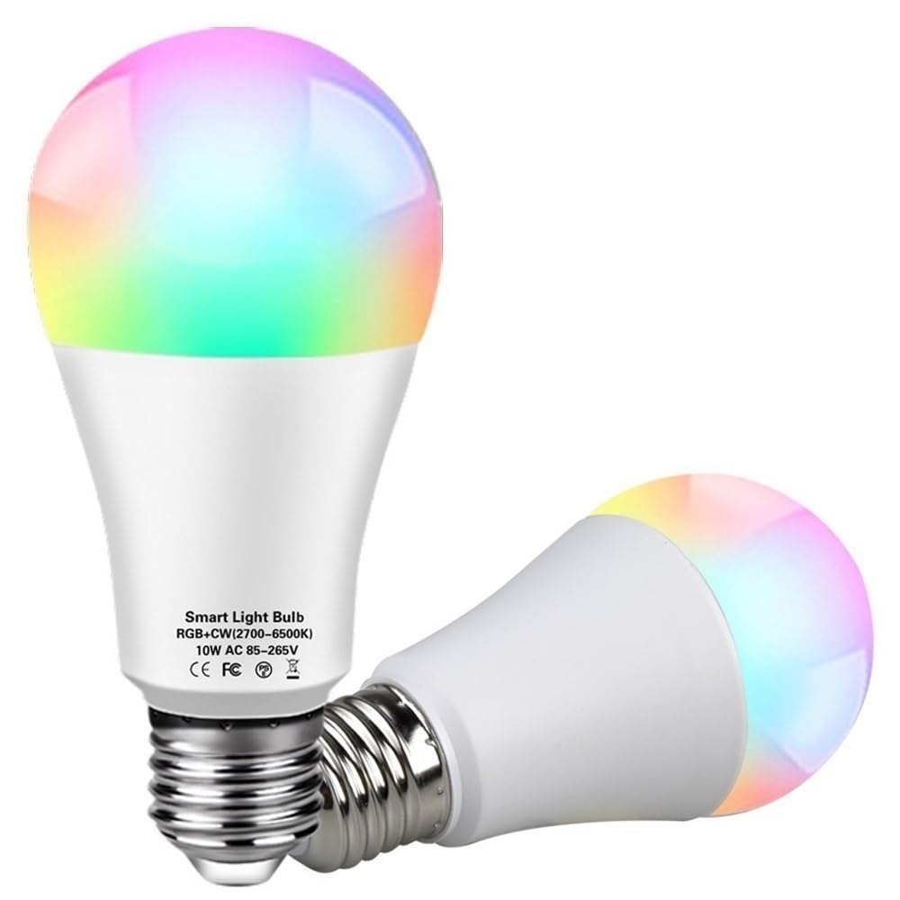 RZL Iluminación, Paquete de 10 bombillas LED inteligentes AC85-265V E27 10 W/12 W/15 W/18 W RGBCW Bombilla WIFI controlada por voz(12W)