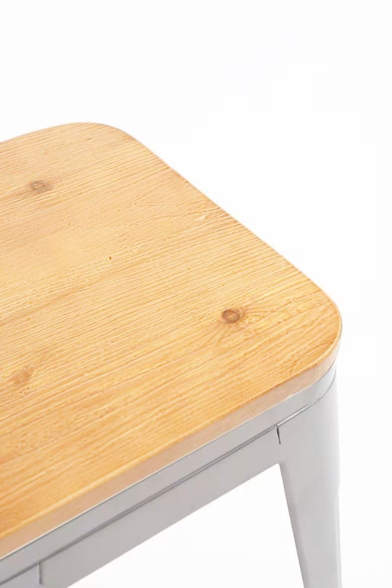 Regalos Miguel - Taburetes Pequeños - Taburete Torix Pequeño Madera Natural - Gris Metalizado