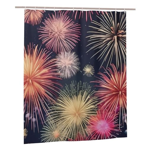 WOPQS Hermosa cortina de ducha de fuegos artificiales de 60 x 72 pulgadas, suministros de baño, uso diario del hogar, decoración del hogar