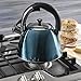 Mr. Coffee Belgrove 2.5 Quart Stainless Steel Tea Kettle, Turquoise