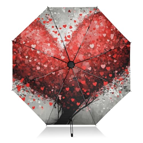 Parapluie compact rouge romantique en cœur à offrir pour protéger vos proches