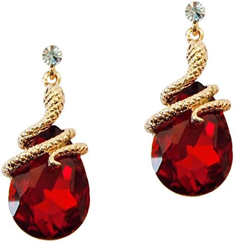 Navachi 18k Gold Plated Crystal Zircon Snake Drop Dangle Stud Earrings