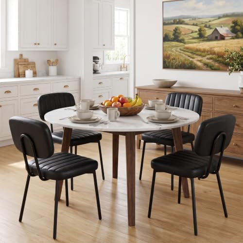 DUMOS Dining Chairs Set of 4, PU Leather Dining Room Chairs with Backrest