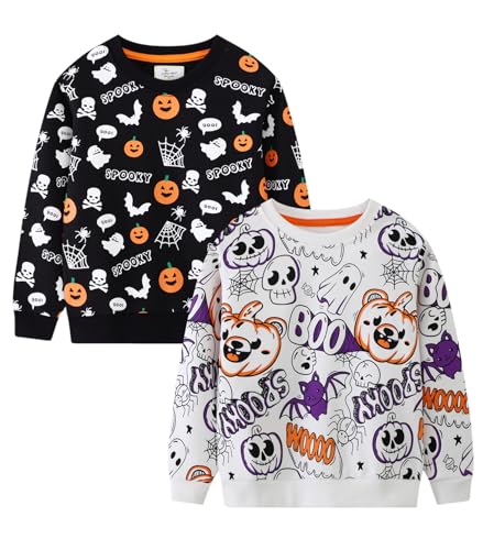 Image of LOKTARC Toddler Boys Graphic Crewneck Sweatshirts 2-Pack, Sizes 2T-7 | Cotton Blend French Terry, Dinosaur, Construction and Shark Graphics, Ribbed Trim, Preschool Daycare Outdoor
