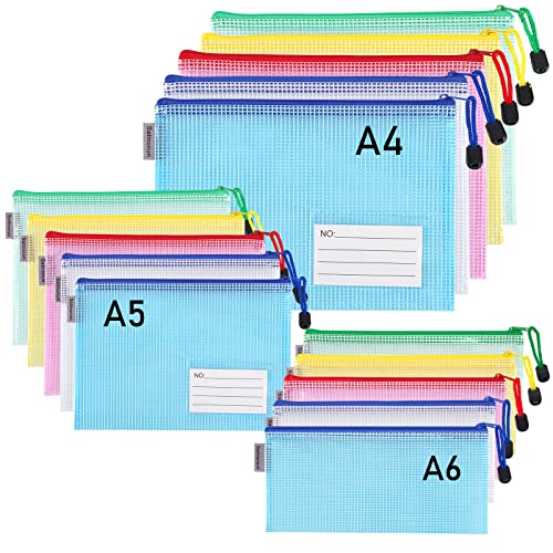 MMY Dokumententaschen A3 Mit Reißverschluss - 6 Farben Wasserdichte Aktentaschen Für Schule & Büro