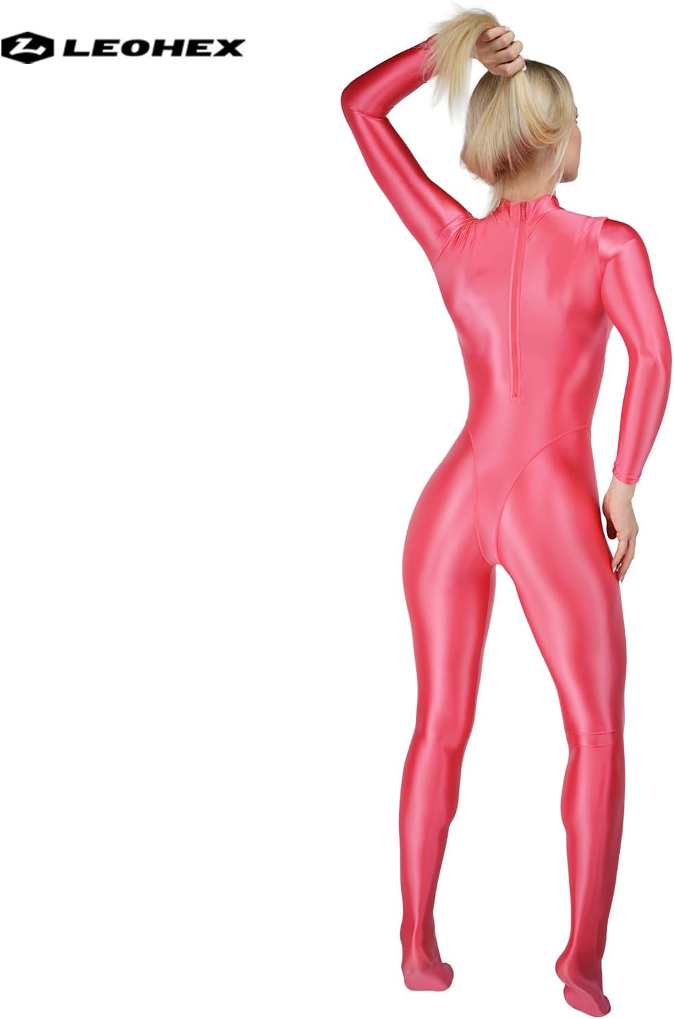 LEOHEX Full Bodysuit Womens Shiny Zentai Upgraded Fabric High Elastic Spandex Catsuit Soft & Comfortable