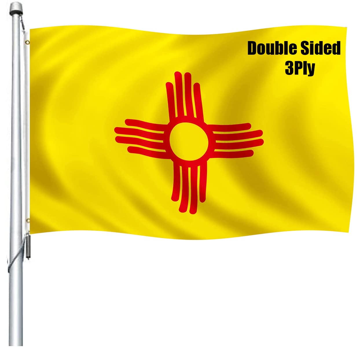 REIDFERR New Mexico Flag 3x5 Outdoor Double Sided - Heavy Duty Polyester New Mexico NM State Flags Long Lasting with 2 Brass Grommets 3 X 5 Ft