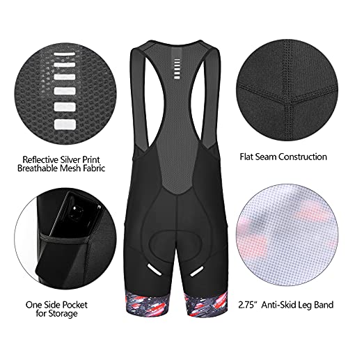 Przewalski Men's Cycling Bib Shorts 4D Padded Bicycle Biking Bibs Pocket Shorts Road Bike Shorts Black by Przewalski - Image 4