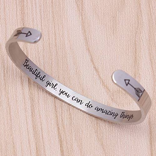 Btysun Bracelets for Women Mothers Day Bracelet Gifts from Daughter Inspirational Gifts for Women Graduation Gifts for Her Motivational Birthday Cuff Bangle Friendship Personalized Mantra Jewelry…