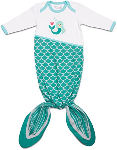 Izzy and Owie Baby Girls' Mermaid Tail Onesie, Teal, 0-9 Months