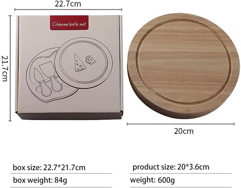 8" Round Wood Cheese Board with 4 Knives – Charcuterie Board Set with Swivel Slide-Out Drawer, Juice Groove, Compact Serving Board for Entertaining, Gifts & Travel - Image 7