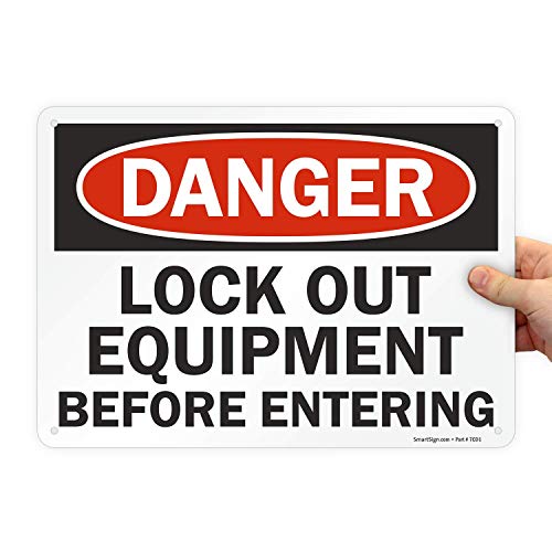 SmartSign "Danger - Lock Out Equipment Before Entering" Sign | 10" x 14" Aluminum