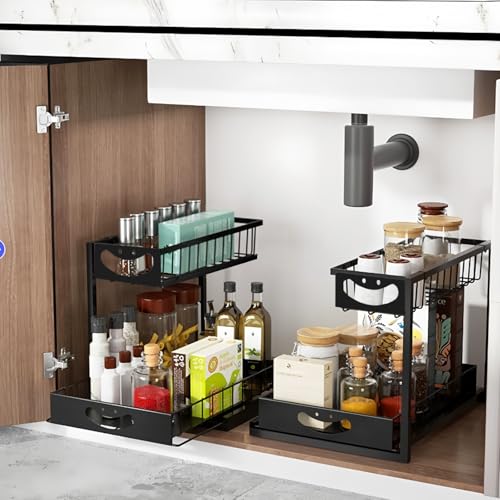 Stycypel Organizador bajo fregadero portaobjetos, fregadero para cocina baño, estante multiusos debajo, organizador bajo fregadero cocina