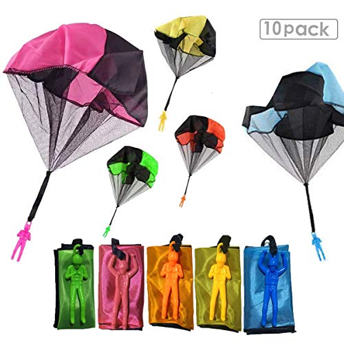Monyus Parachute Toy 10 PCS Children\'s Flying Toys Tangle Free Throwing Hand Throw Parachute Army Man Toss It Up and Watching Landing Outdoor Toys for Kids Gifts