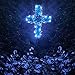 COOZZYHOUR Solar Cross Garden Lights Outdoor Decorative - Solar Metal&Glass Cross Blue Hydrangea Flower Stake Lights- Waterproof 20 Warm White LED for Remembrance Gifts
