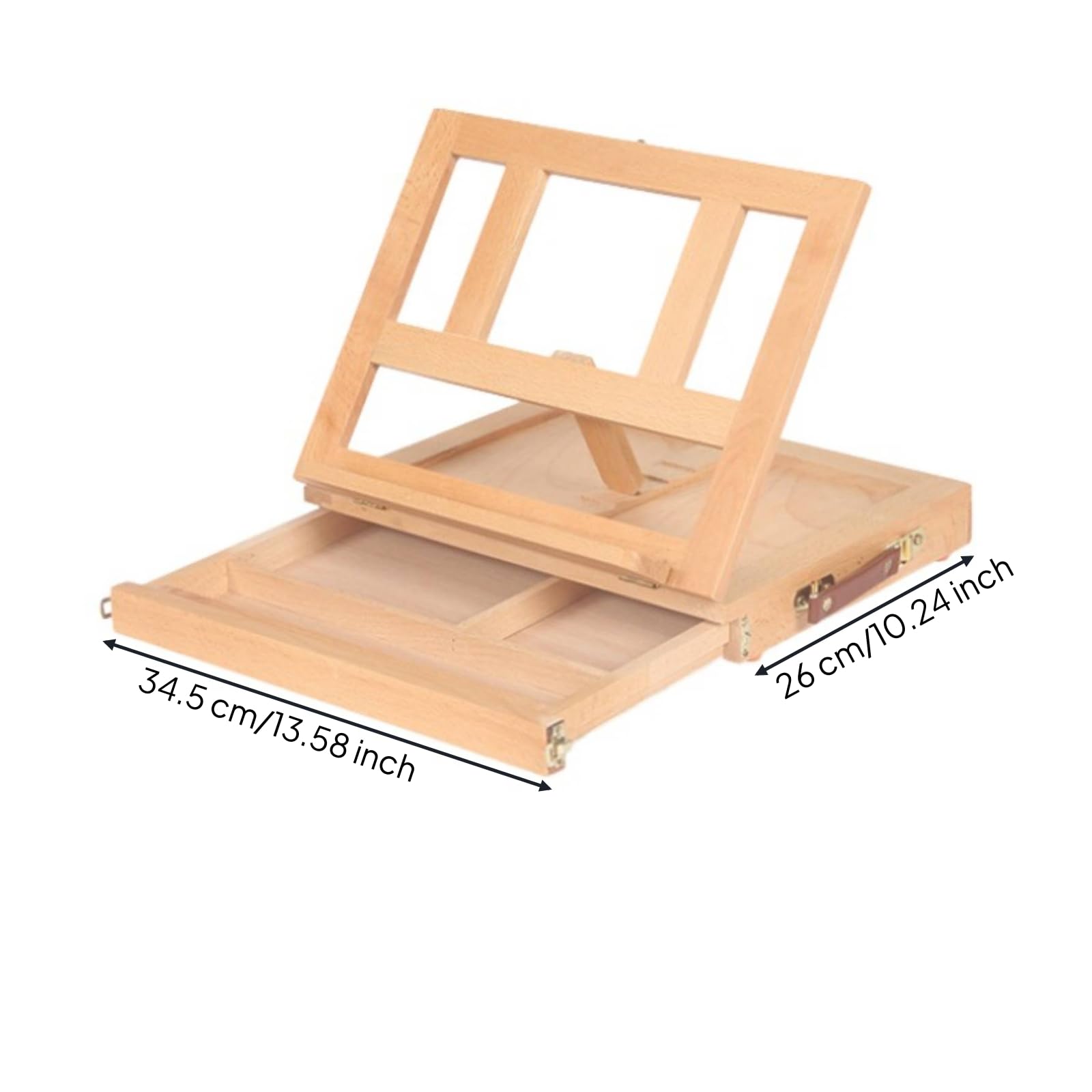 MagiDeal Custodia Artistica Portatile con, Cavalletto Da Tavolo In Legno Di Faggio, Modello HBX-4, Design A Cassetto Singolo, Colore Legno Naturale
