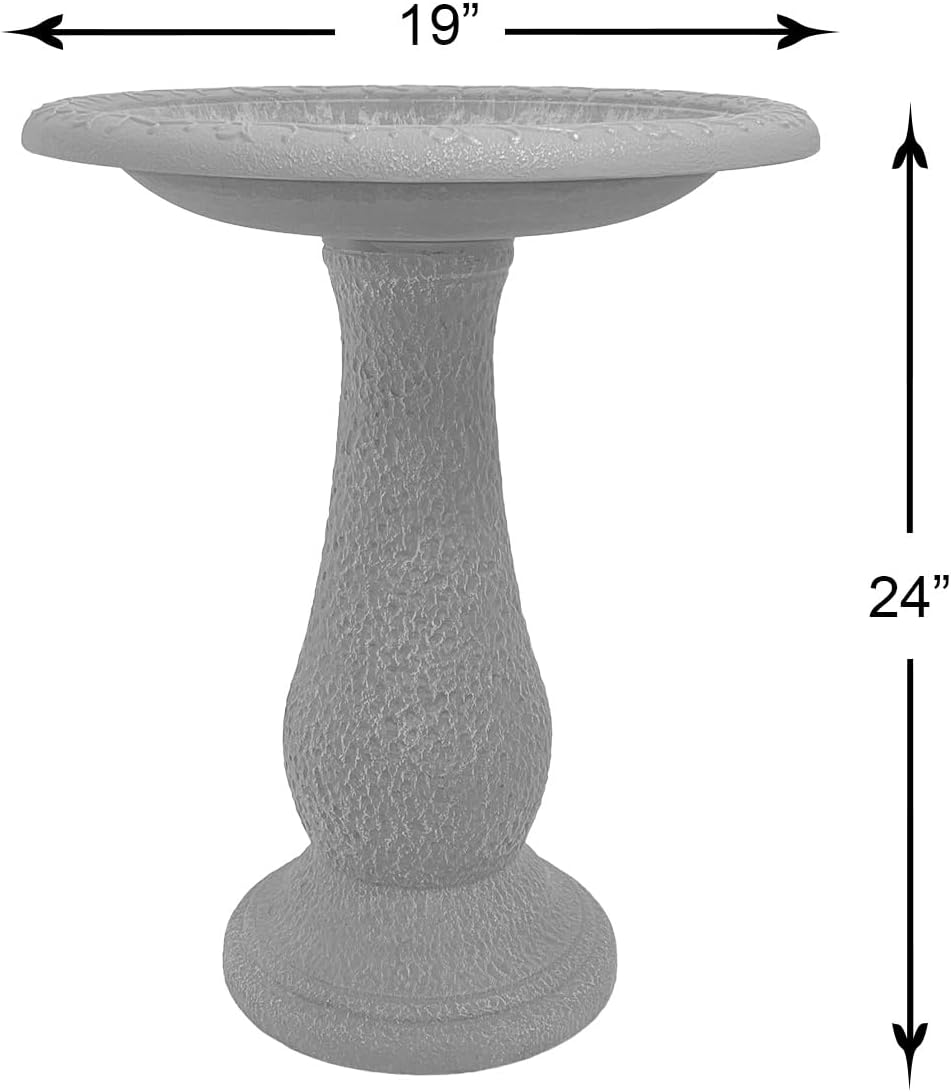 Tierra Garden Birdbath for Outdoors - 24"x19" Red Fiber Clay Bird Bath Bowl and Stand, Easy Assembly UV-Resistant Bird Baths for Outside, Outdoor Decor Pedestal Birdbaths, Garden Decor for Outside