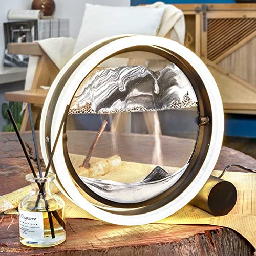 Pintura de Arena Que Fluye, Cuadro de Arte de Arena en Movimiento Redondo, Marco de Arena de Vidrio Redondo 3D, Oficina Decorativa de Pintura 3D para decoración para jóvenes, adultos, niños, niñas Cover