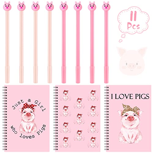 Stylos cochon rose encre gel et carnets de notes pour l'école