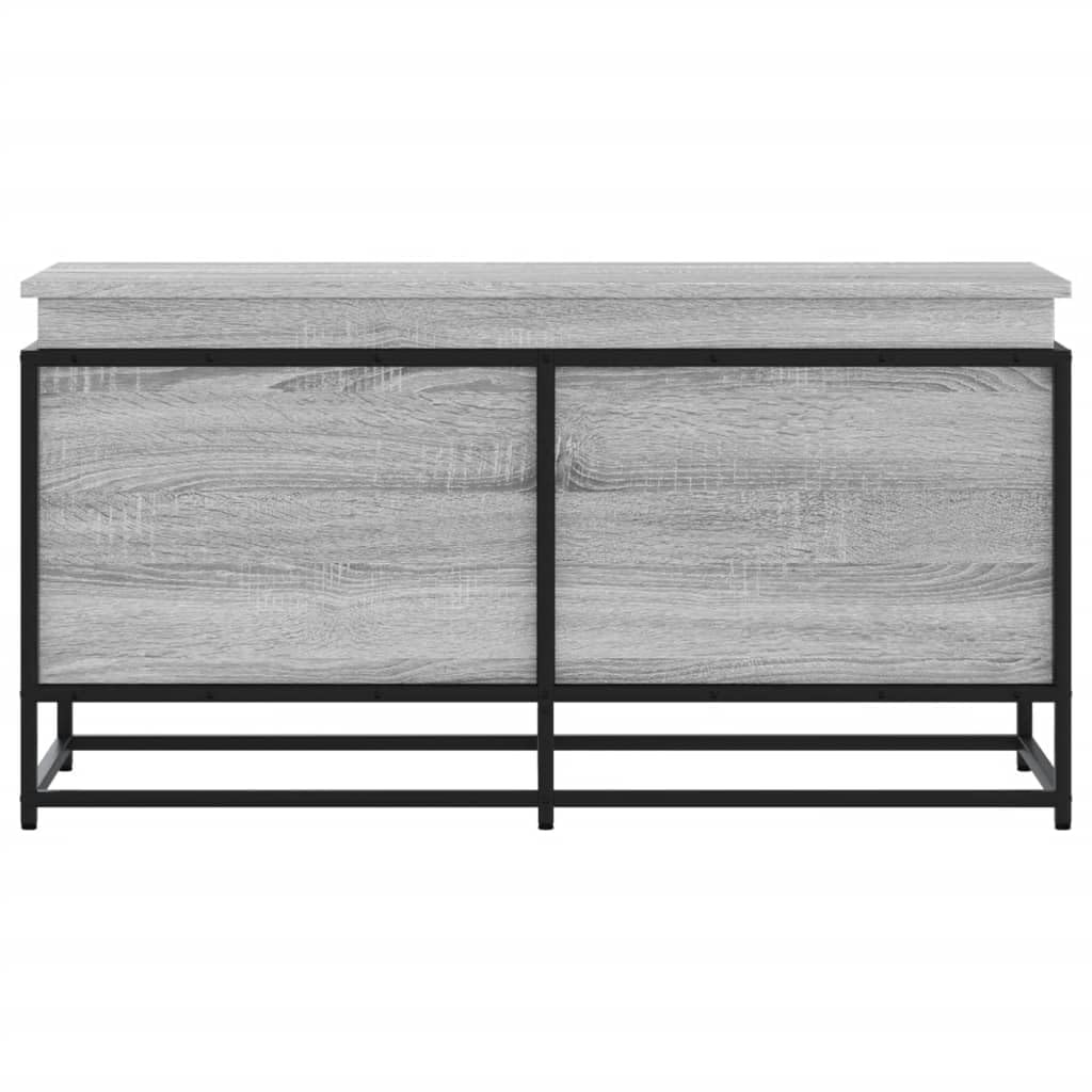 Caja de almacenamiento con tapa gris Sonoma de madera y metal, 100 x 40 x 51,5 cm, rectangular, para el hogar, salón, pasillo, como ayudante de organización y estante con sistema de