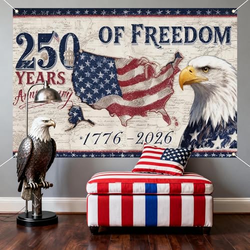 American 250 Years of Freedom Backdrop 1776-2026 3.6 x 6 Ft miniatura 2