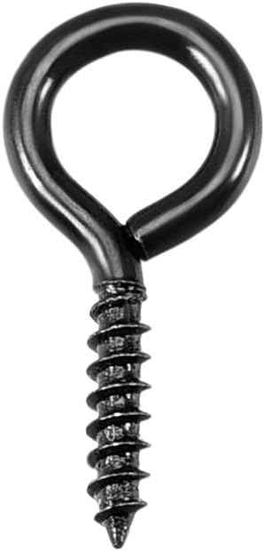 sourcing map 0.07"x0.6" Screw Eye Hooks Self Tapping Screws Screw-in Hanger Eye-Shape Hooks Black 60pcs