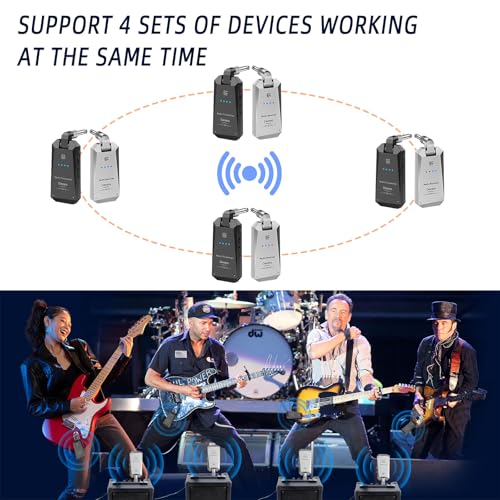 Image of 5.8Hz Guitar Wireless System Anti-Interference Instrument 4Channels Wireless Transmitter Receiver Digital Audio Cordless System Bass For Electric Guitars Bass GWS-26-TYPE C Charge
