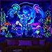 Heopapin Blacklight Astronaut Tapestry UV Reactive Plants Jellyfish Wall Tapestry Neon Galaxy Space Tapestries Wall Hanging for Room W59×H51