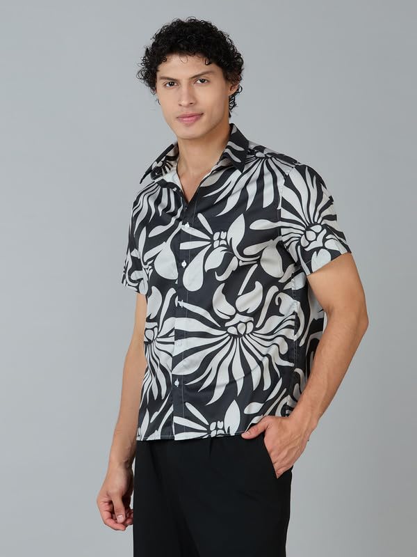 Image of MARK & ALBERT Men's 100% Cotton Printed Half Sleeves Regular Fit Shirt for Men