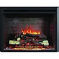 RICHFLAME Gavin 30 Inches Electric Fireplace Insert with Log Speaker, Designed for Stud, Wood Burning Opening, Cabinet & Wood Mantel, Remote Control, 750/1500W, Black
