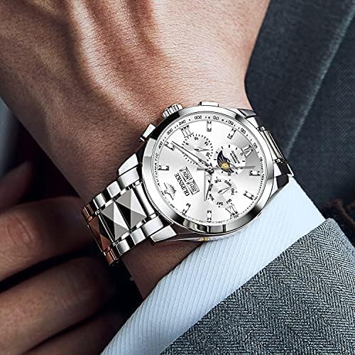 Image of OUPINKE Men's Skeleton Mechanical Watches Luxury Dress Automatic Self Winding Sapphire Crystal Waterproof Tungsten Steel Band Wrist Watches